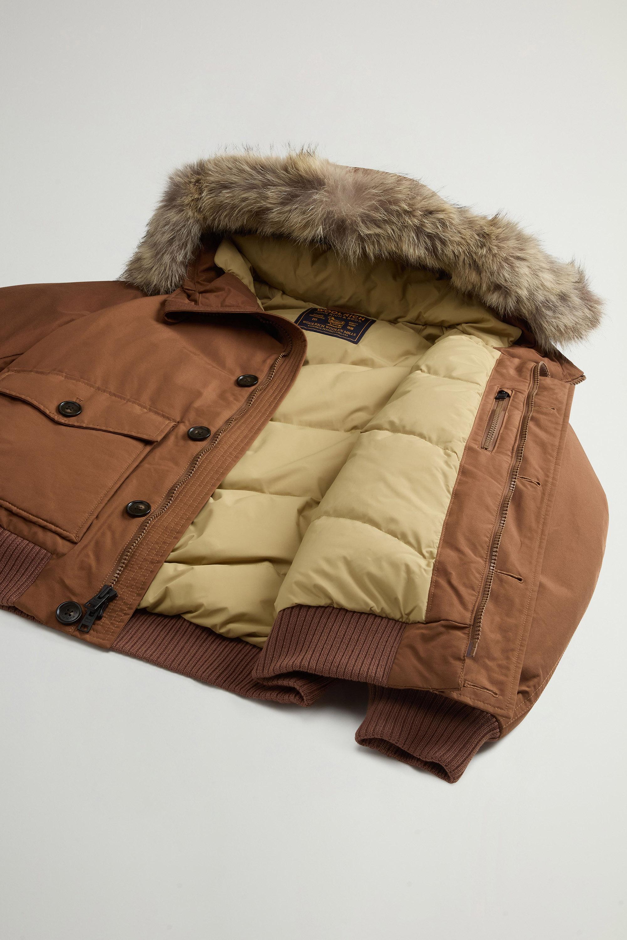 Padded Polar bomber jacket in Ramar Cloth with hood Brown photo 9 | Woolrich