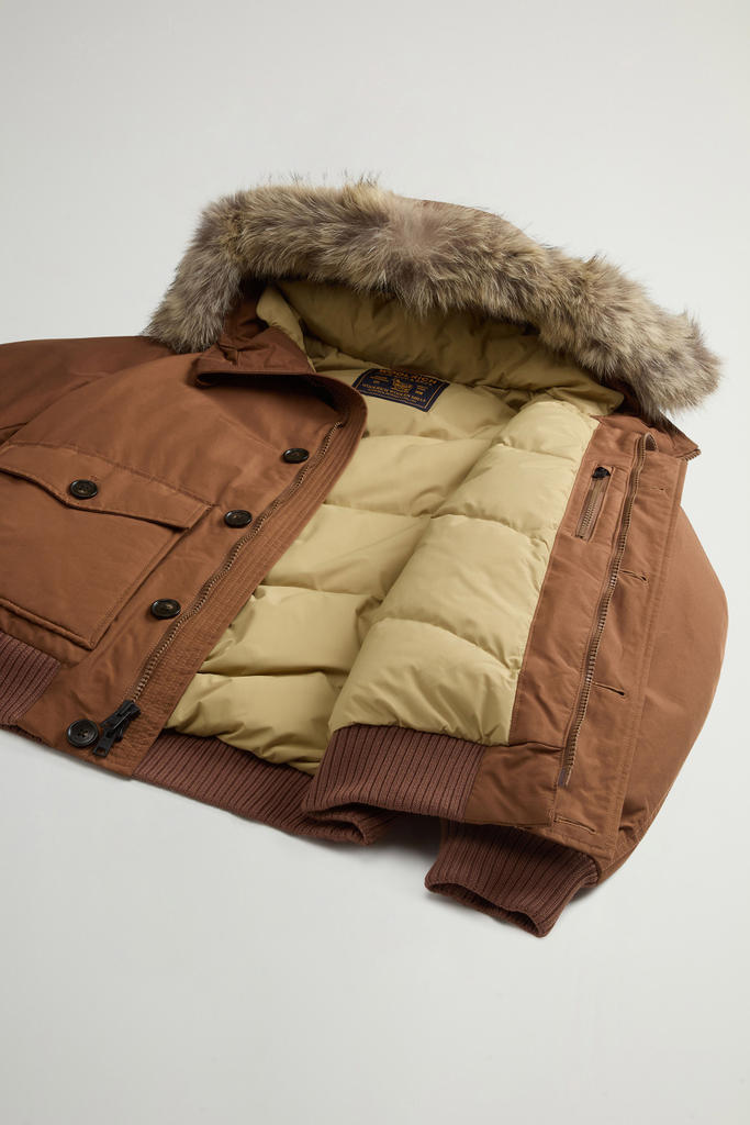 Padded Polar bomber jacket in Ramar Cloth with hood Brown photo 9 | Woolrich