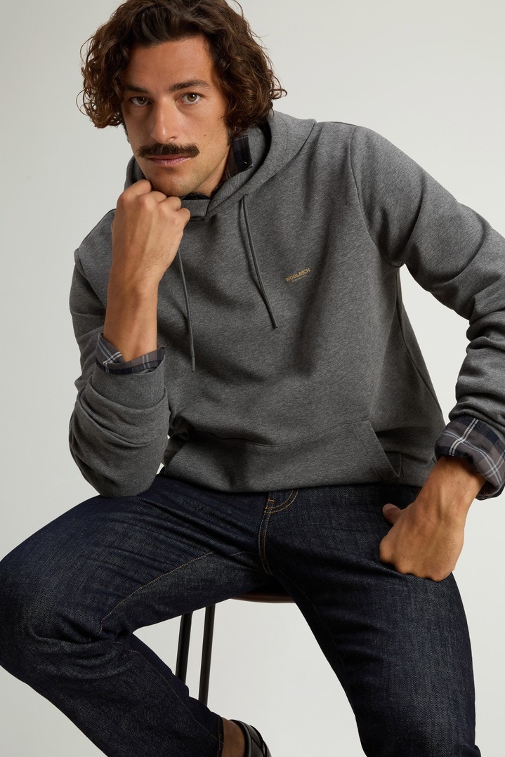 Hooded Sweatshirt in Cotton-Blend Interlock Gray photo 4 | Woolrich