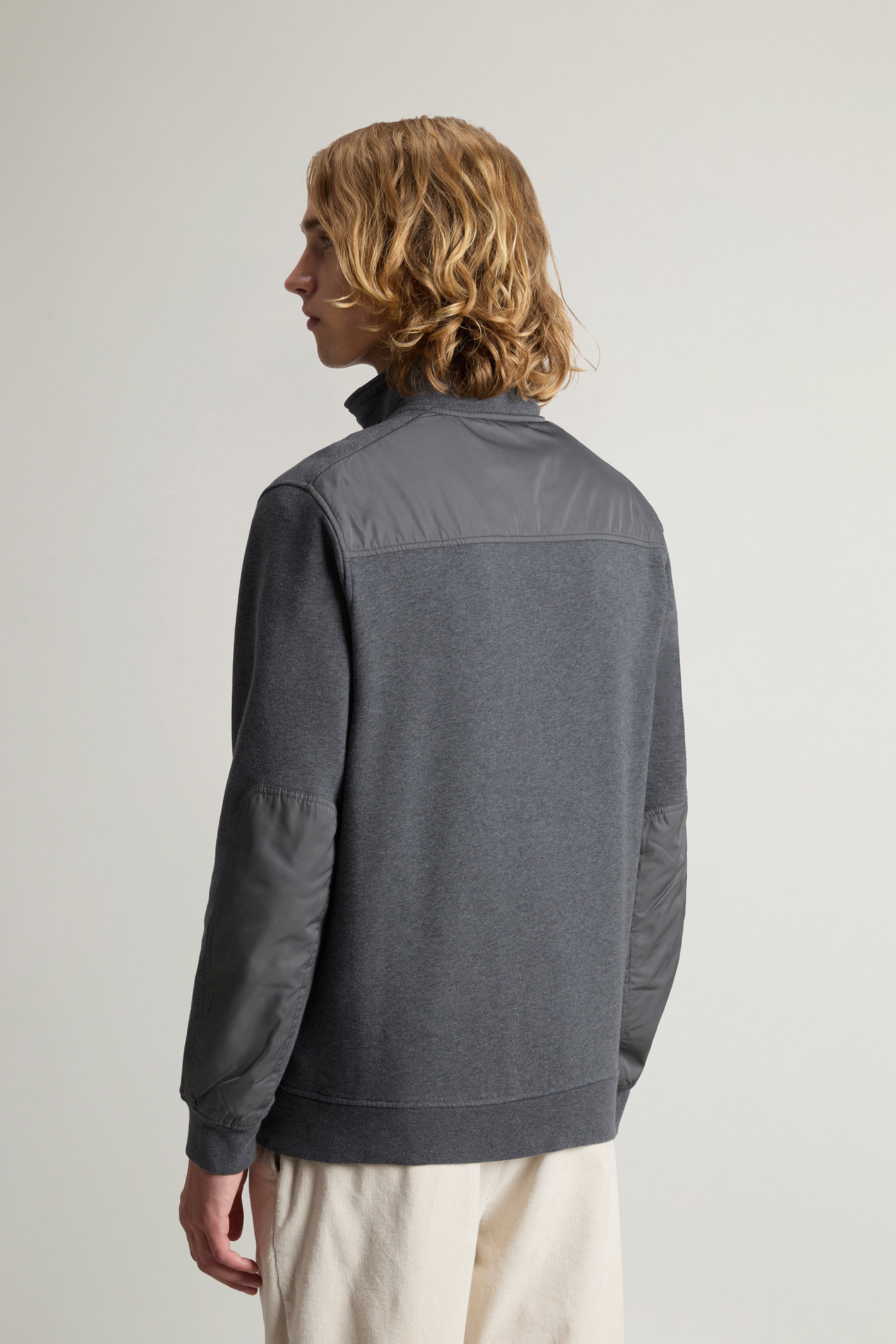 Hybrid Pure Cotton and Nylon Turtleneck Sweatshirt Gray photo 3 | Woolrich