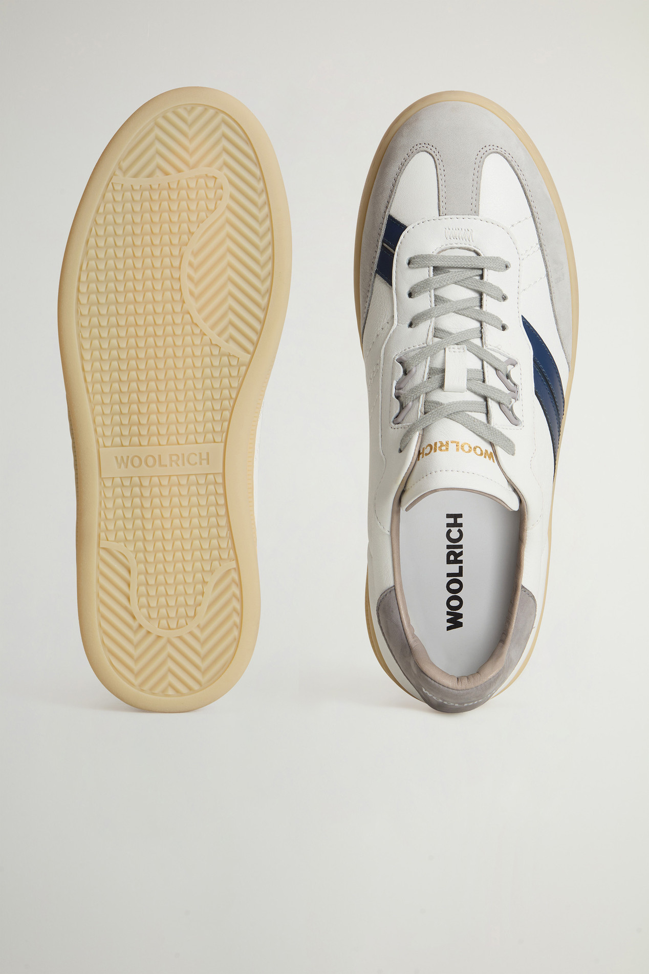 Doubleu Tennis Sneakers in Leather with Side Stripes White photo 4 | Woolrich
