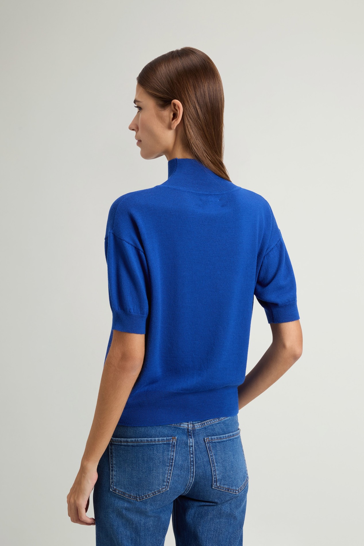 Knit Turtleneck T-Shirt in Pure Merino Virgin Wool Blue photo 3 | Woolrich