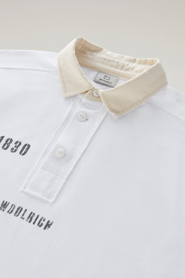 Long-Sleeved Polo Shirt in Pure Cotton White photo 2 | Woolrich