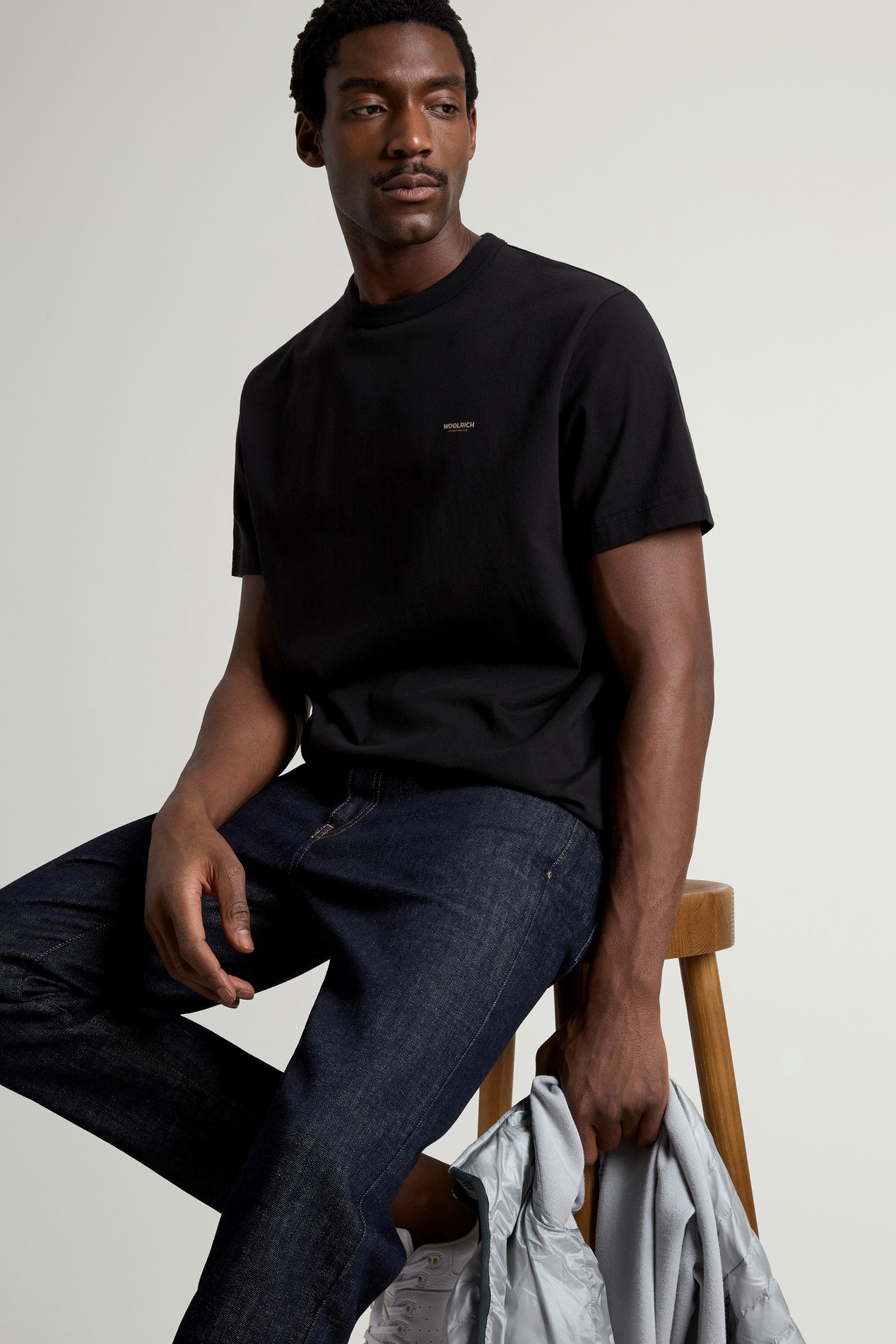 T-Shirt in Pure Cotton with Logo Black photo 4 | Woolrich