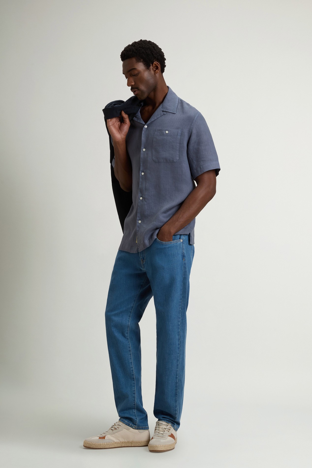 S/S LINEN SHIRT Blue photo 2 | Woolrich