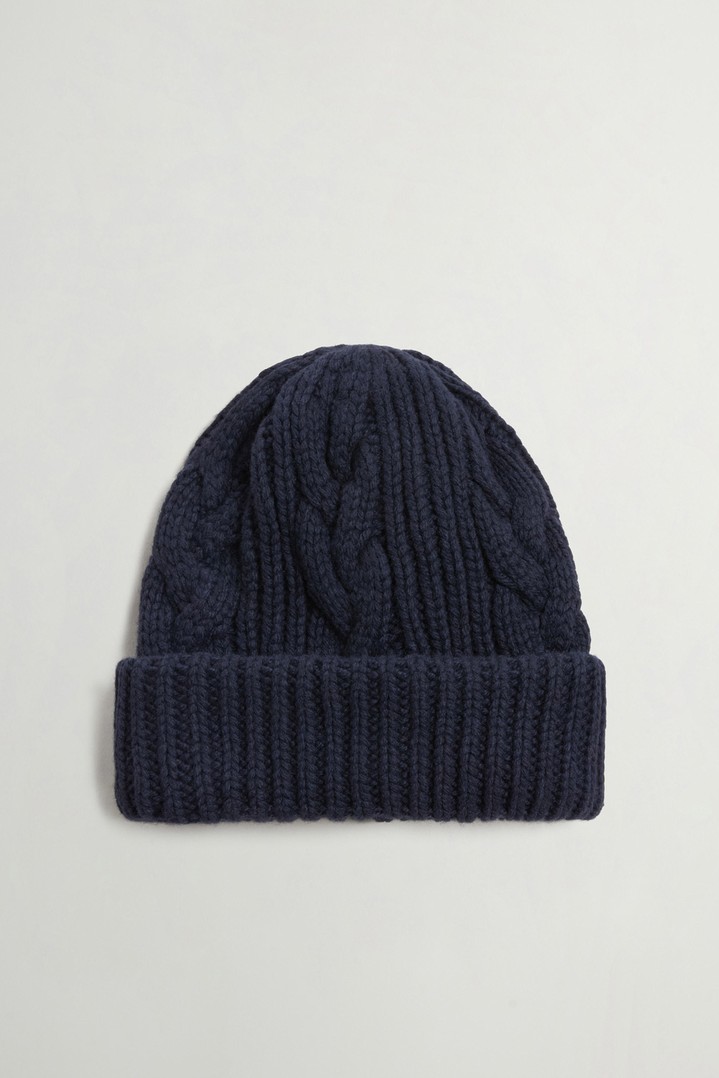 Beanie in Wool and Cotton Blend Blue photo 2 | Woolrich
