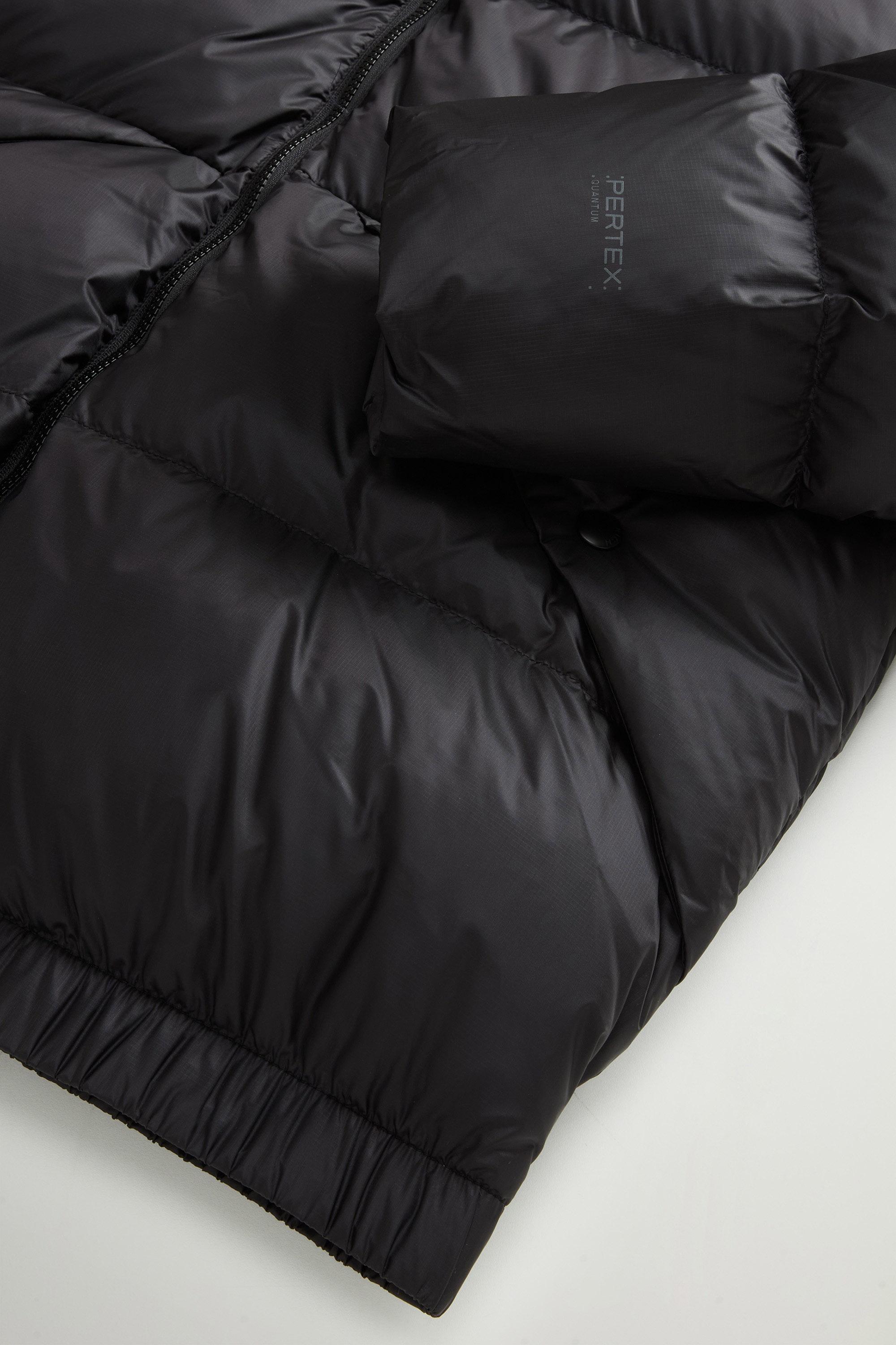 Quilted down jacket in recycled Pertex® Quantum fabric with hood Black photo 7 | Woolrich