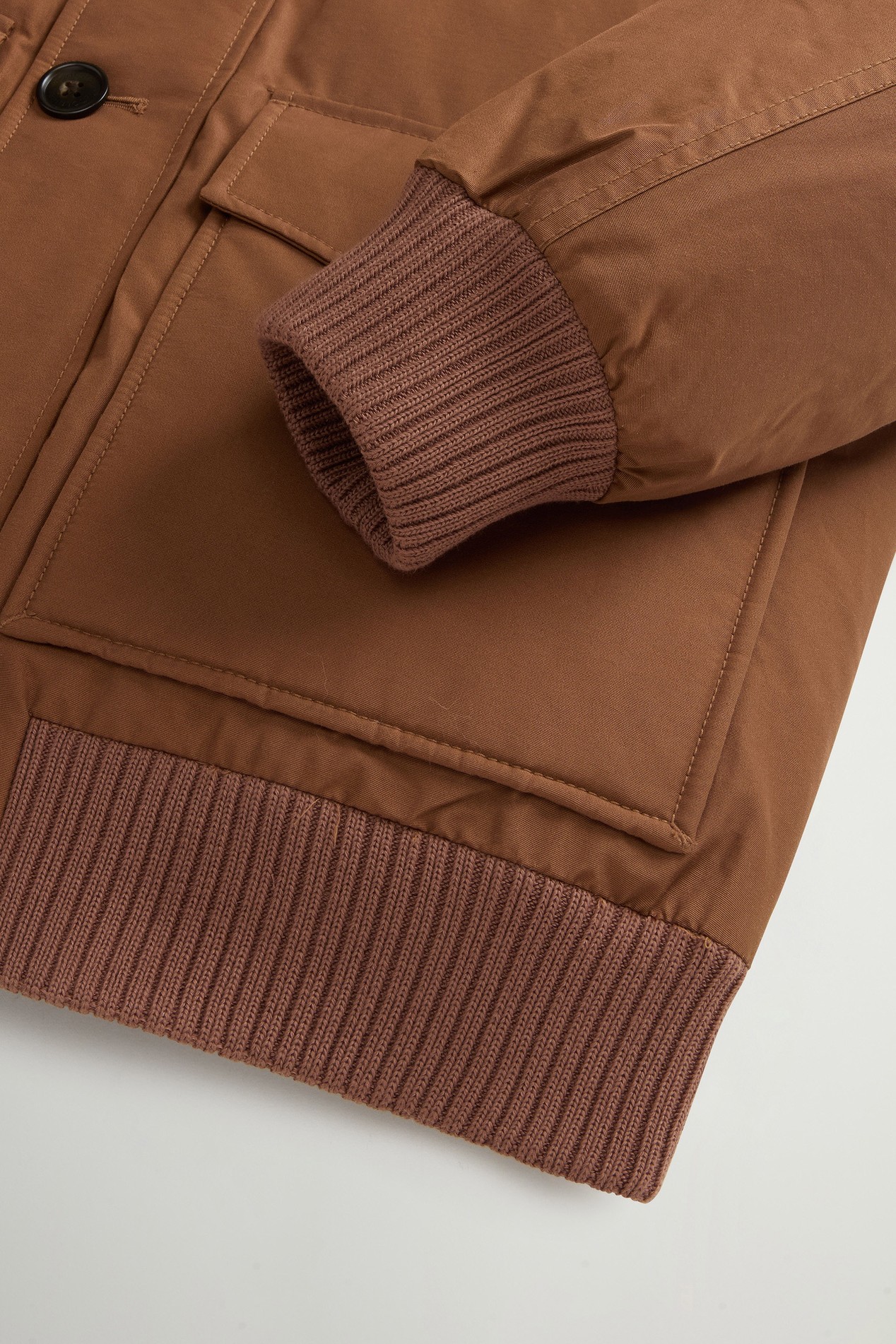 Padded Polar bomber jacket in Ramar Cloth with hood Brown photo 7 | Woolrich