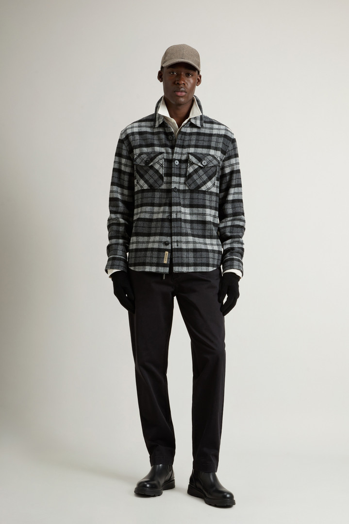 Wool-Blend Overshirt with Checked Pattern Gray photo 2 | Woolrich