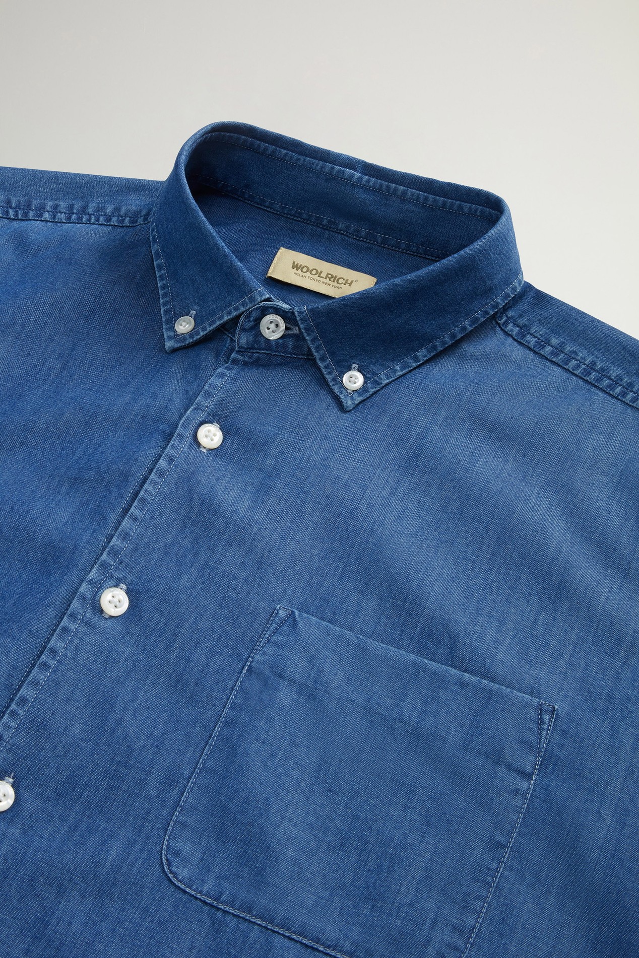 Pure Cotton Shirt with Small Pocket Blue photo 6 | Woolrich