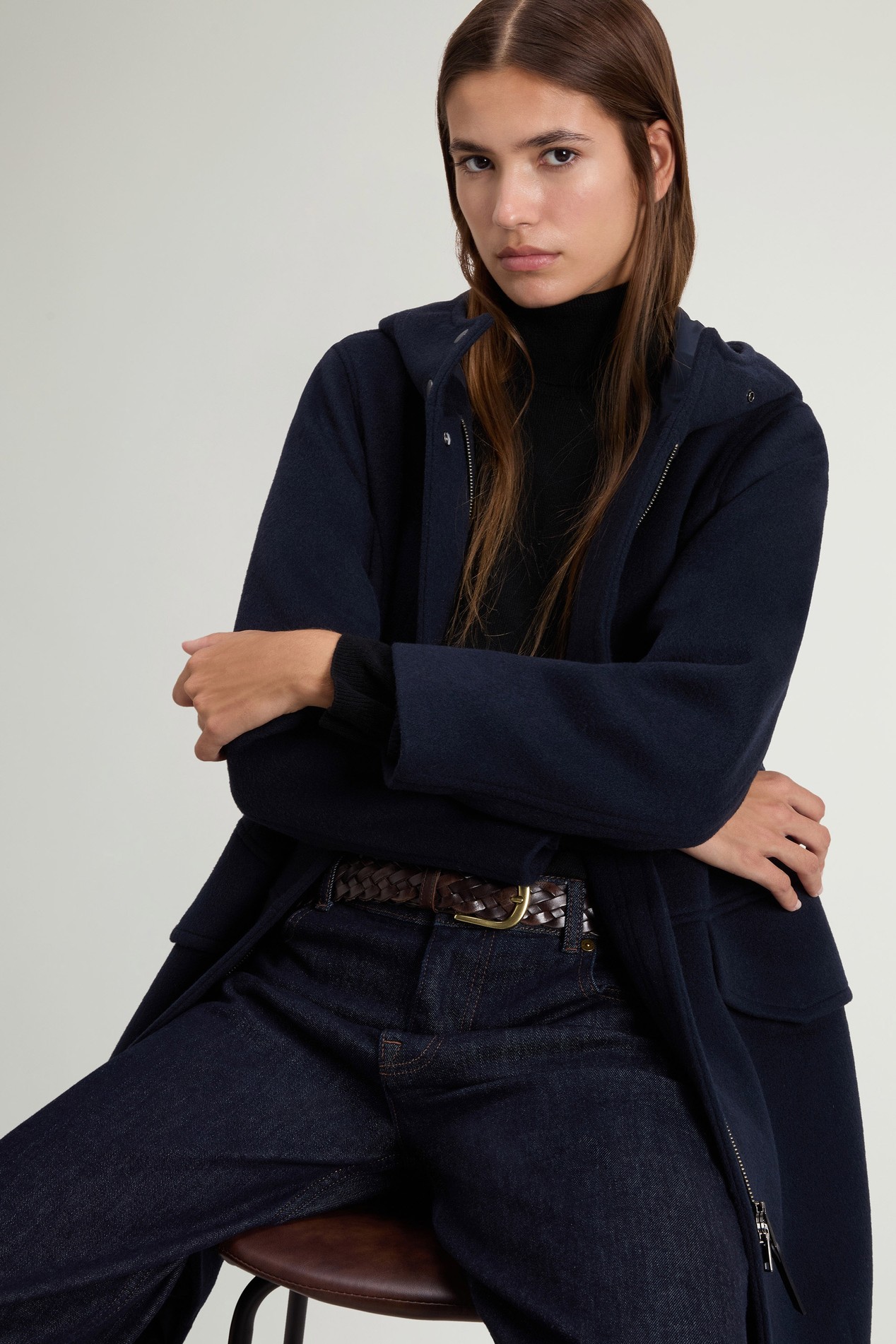 Parka aus Melton-Wollmischung mit Kapuze Blau photo 4 | Woolrich