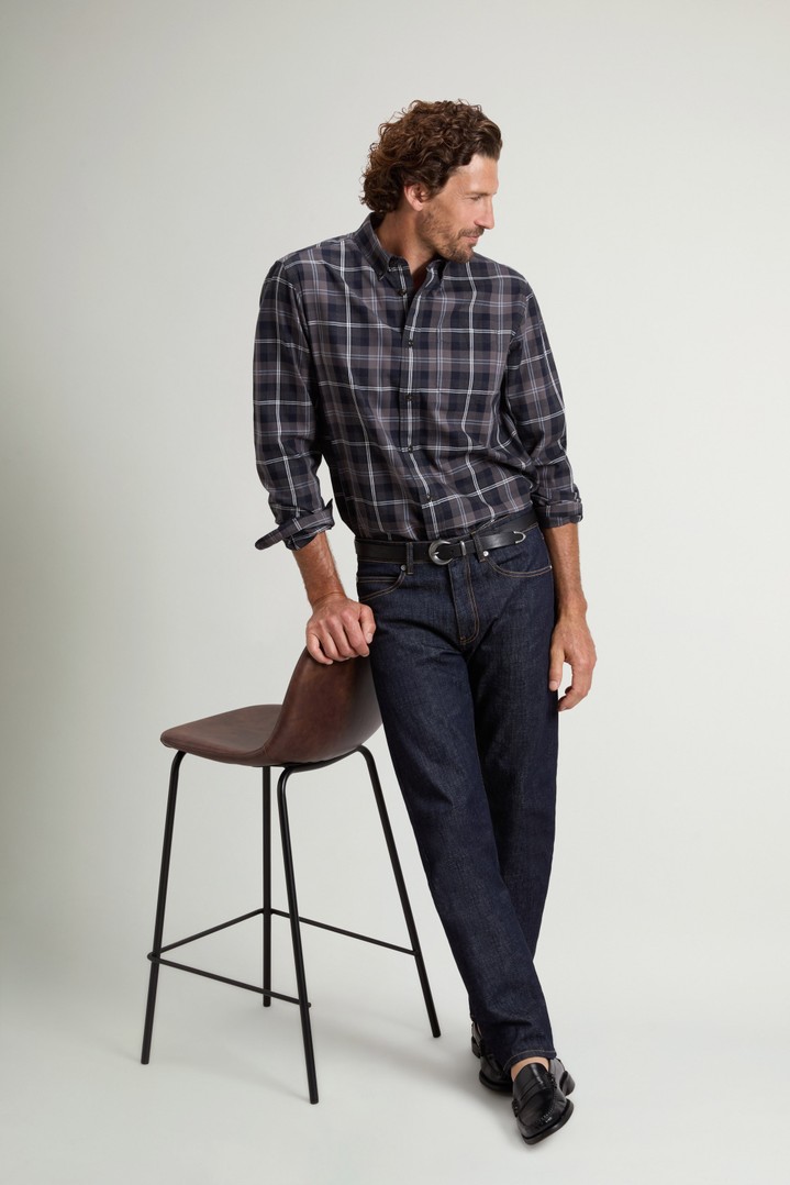 Button-Down Checked Shirt in Pure Cotton Flannel Gray photo 2 | Woolrich