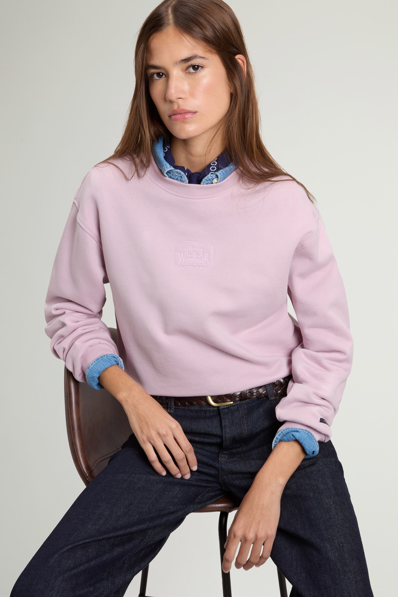 Crewneck Sweatshirt in Pure Cotton Pink photo 4 | Woolrich