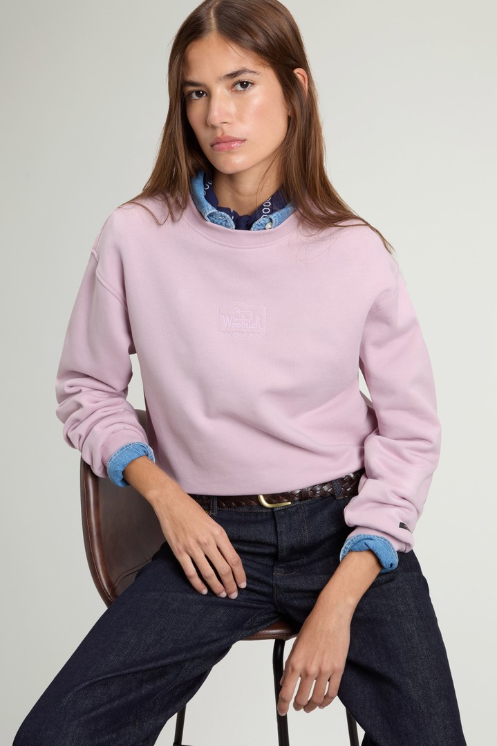 Crewneck Sweatshirt in Pure Cotton Pink photo 4 | Woolrich