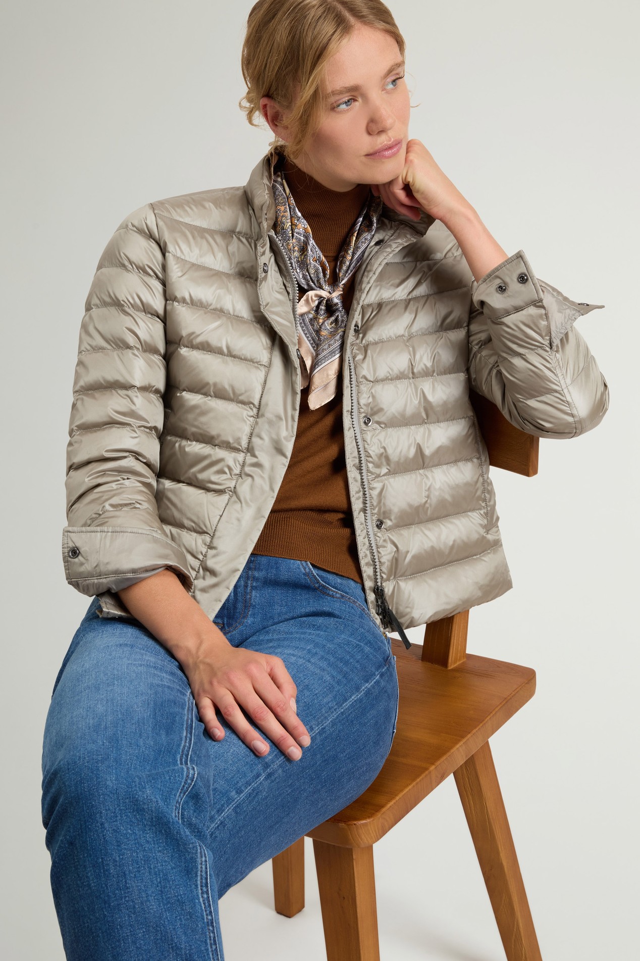 Lightweight Down Jacket in Liquid Nylon Beige photo 4 | Woolrich