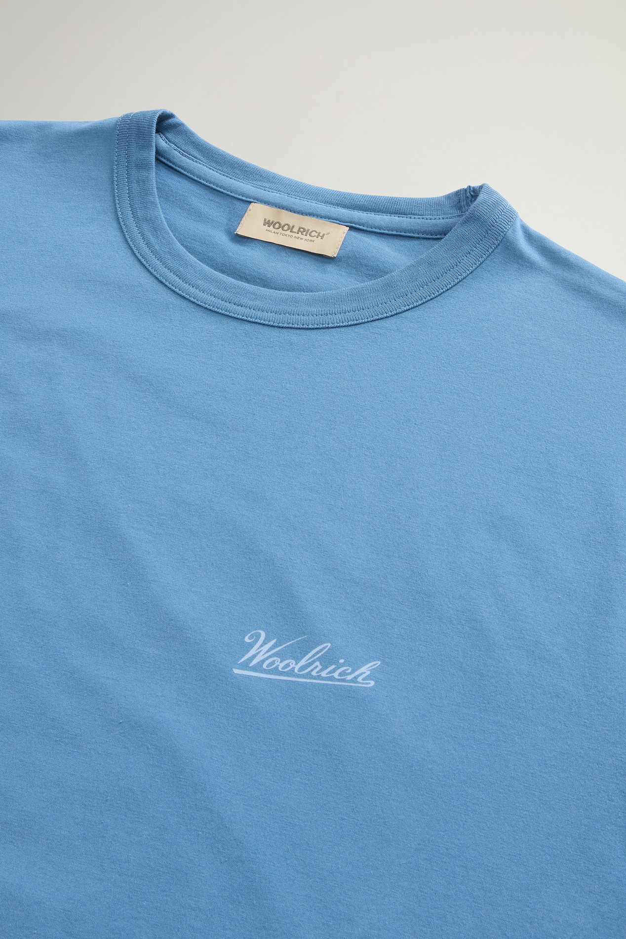 Pure Cotton T-Shirt with Logo Blue photo 2 | Woolrich