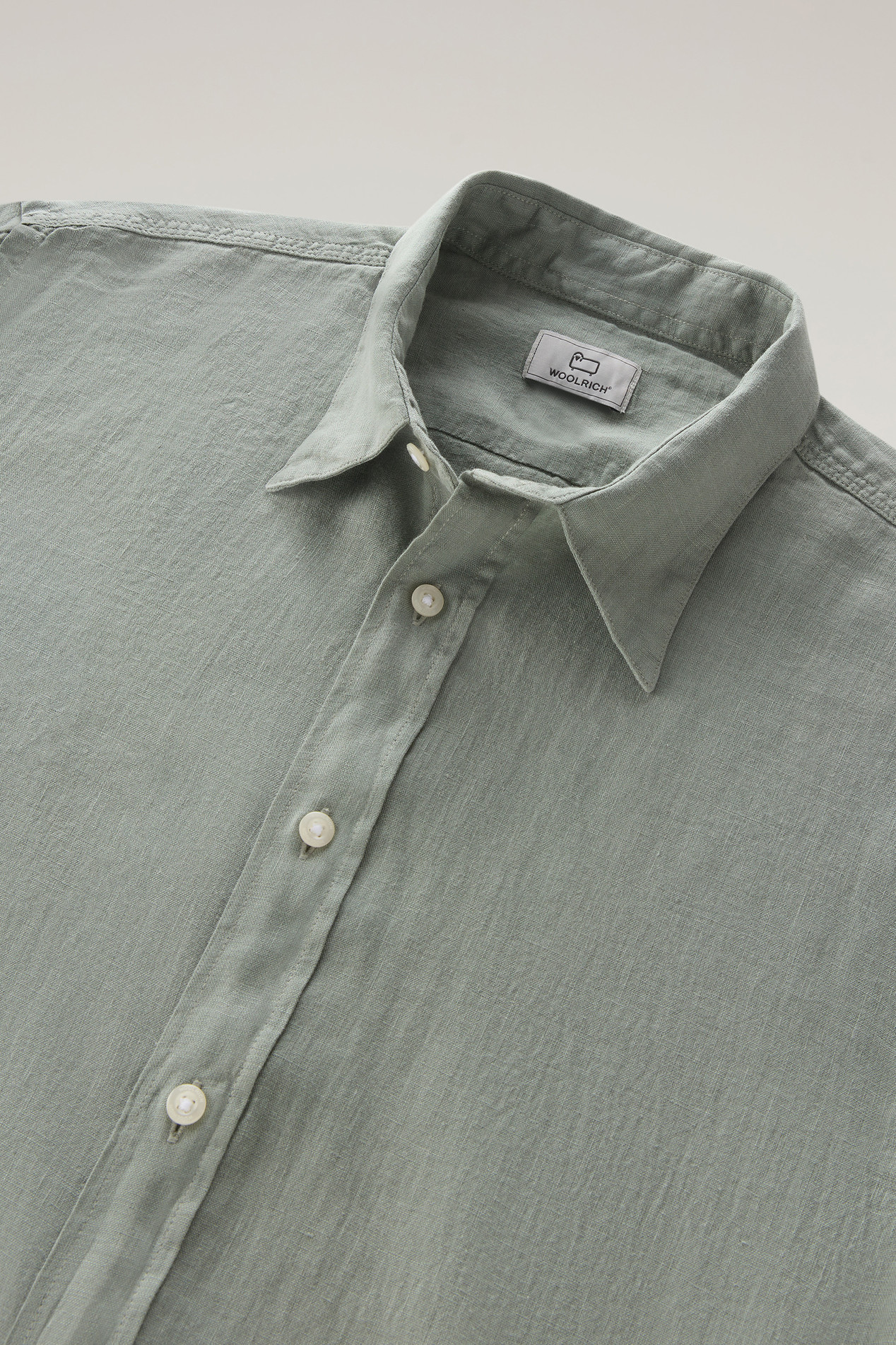 Garment-Dyed Pure Linen Shirt Green photo 2 | Woolrich