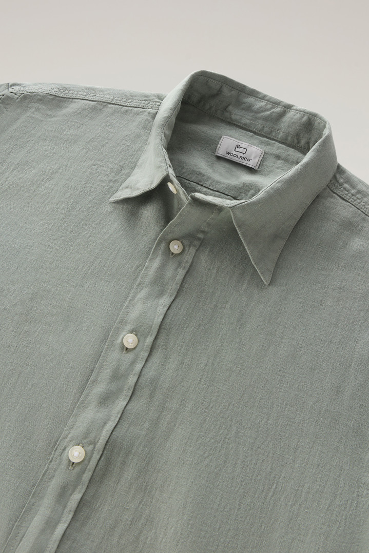 Garment-Dyed Pure Linen Shirt Green photo 2 | Woolrich