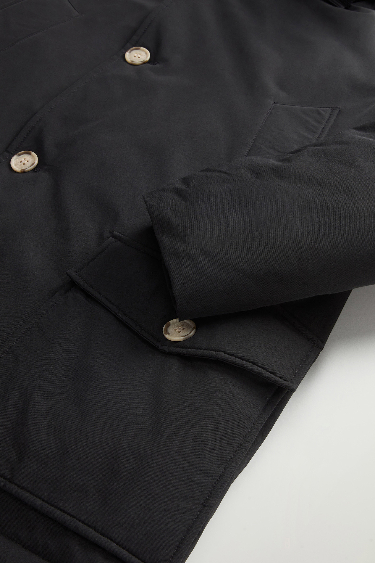 Arctic Anorak in Ramar Cloth with Detachable Fur Black photo 8 | Woolrich