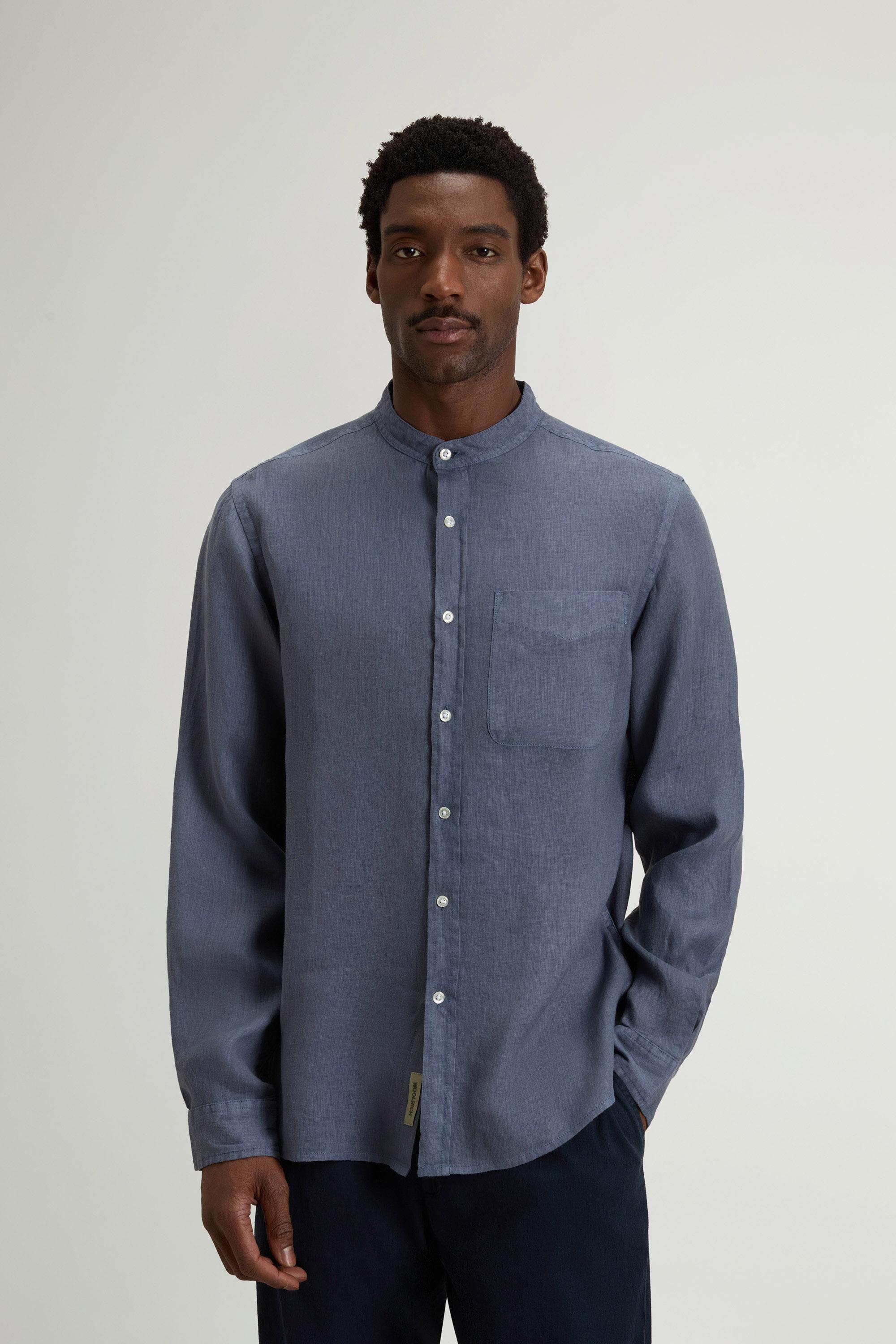 Garment-Dyed Pure Linen Shirt Blue photo 1 | Woolrich