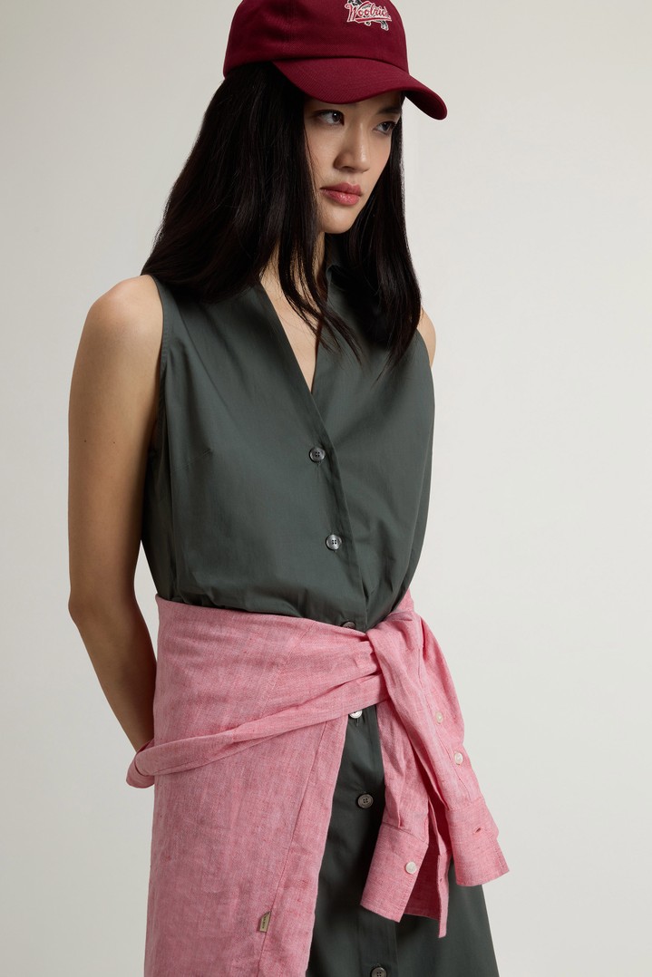 COTTON POPLIN SHIRT DRESS Green photo 4 | Woolrich