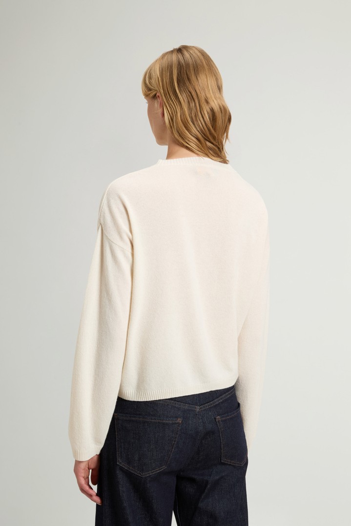 Crewneck Sweater in Wool and Cashmere Blend White photo 3 | Woolrich