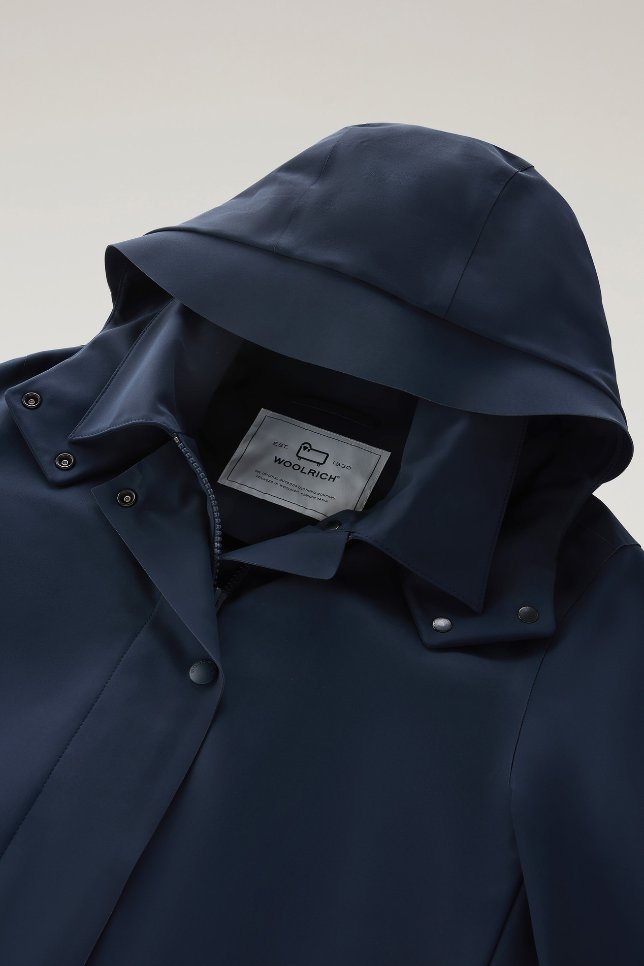High Tech Nylon Trench Coat with Detachable Hood Blue photo 2 | Woolrich