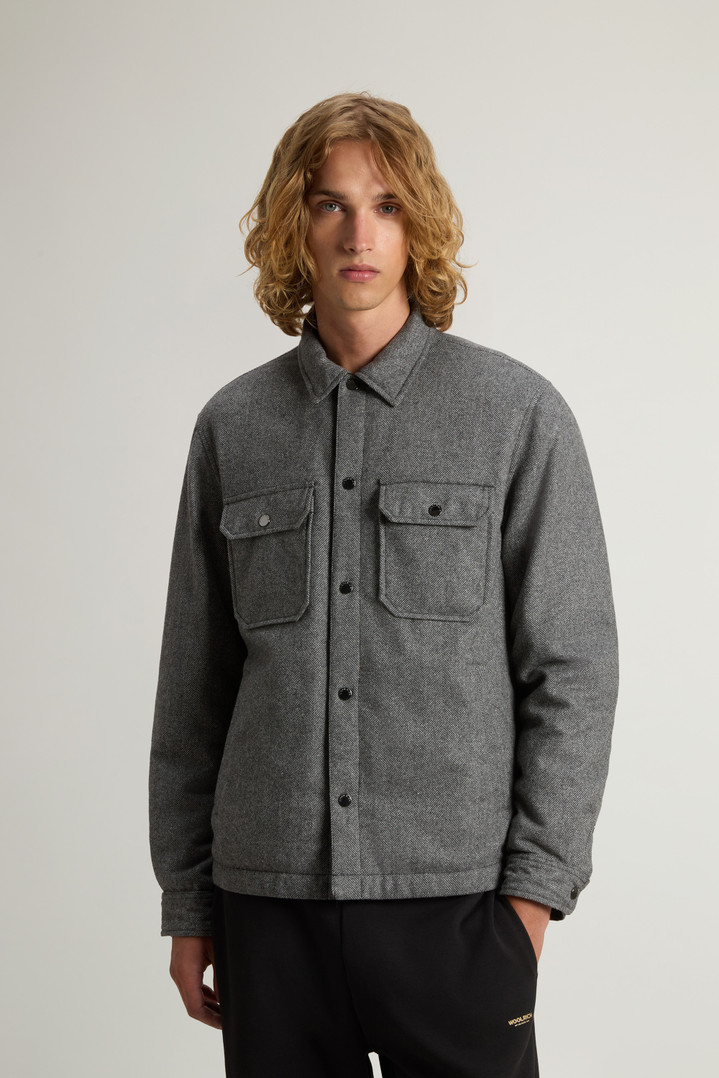 Alaskan Check Overshirt in Recycled Italian Wool Blend Gray photo 1 | Woolrich
