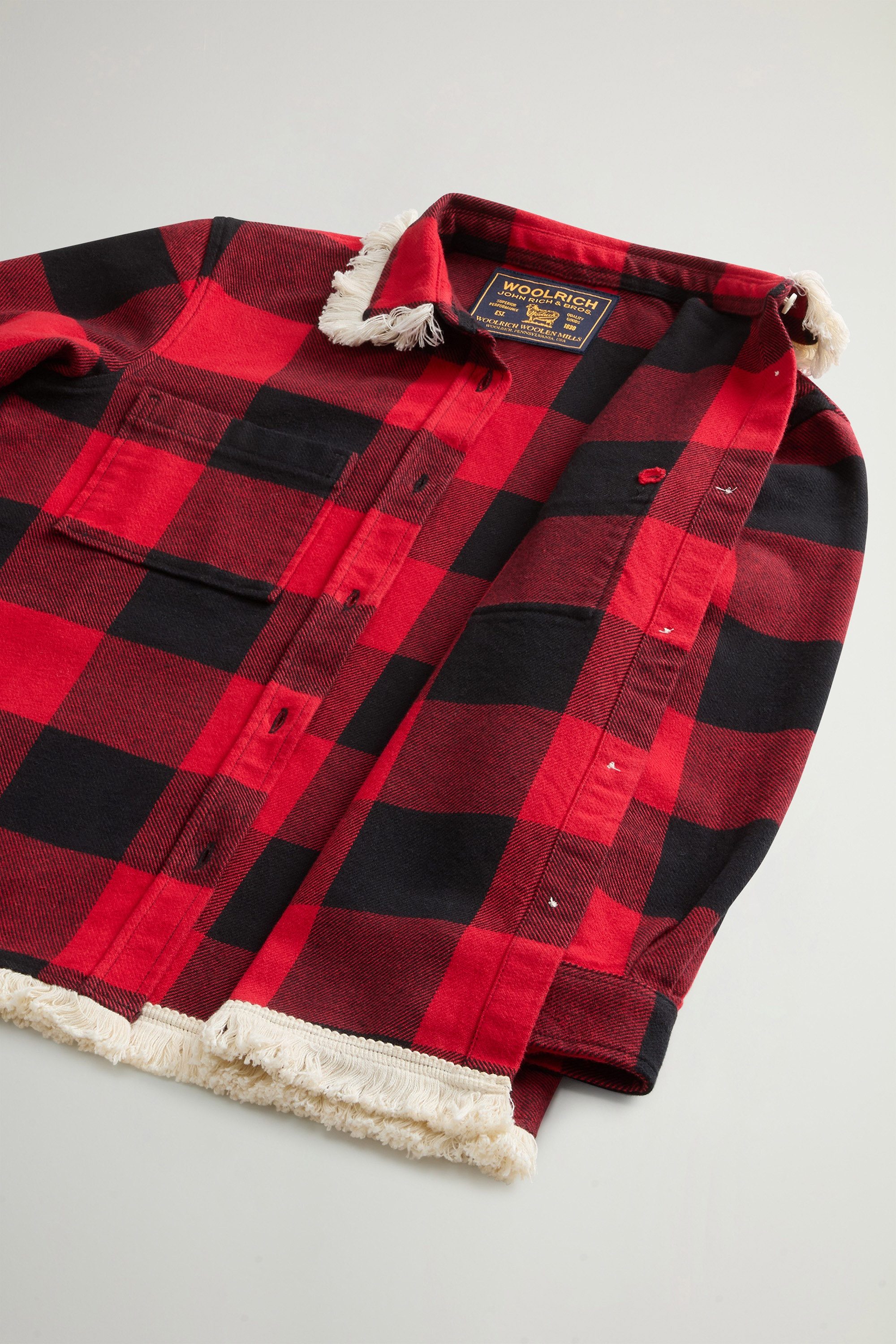 Girls' Flannel Buffalo Check Overshirt with Fringe Red photo 10 | Woolrich