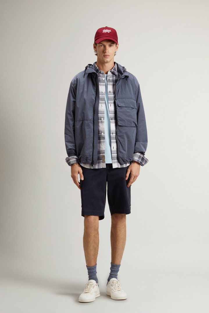 SHINY NYLON HOODED JACKET Blue photo 2 | Woolrich