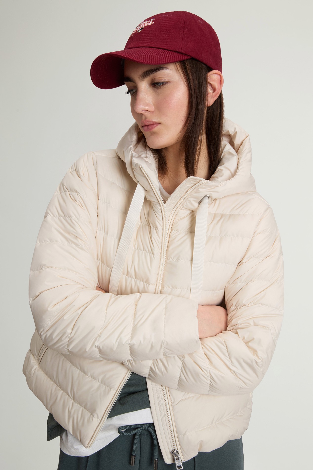 Lightweight Hooded Down Jacket in Microfiber White photo 4 | Woolrich