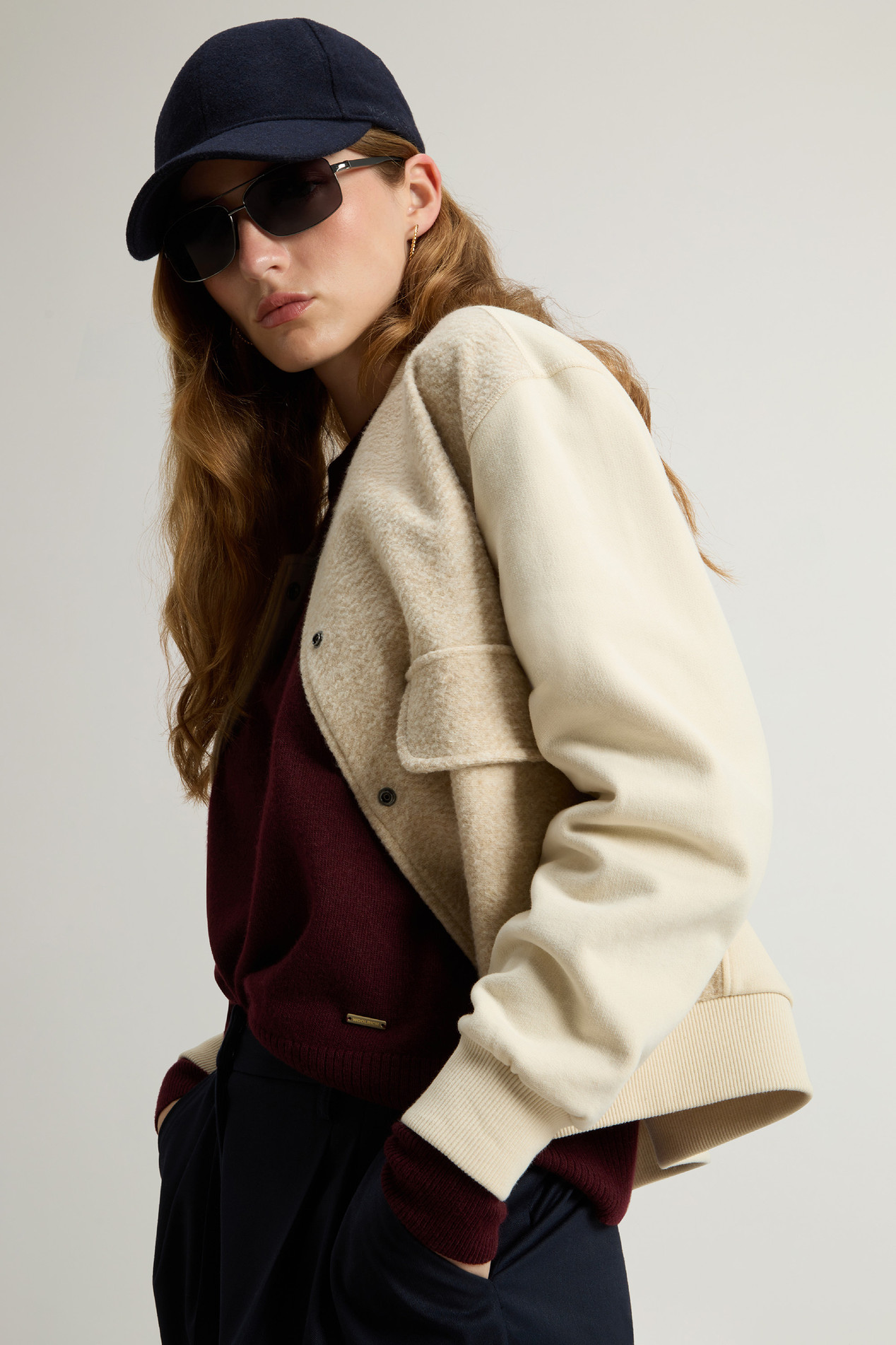 MIXED FLEECE BOMBER Beige photo 4 | Woolrich