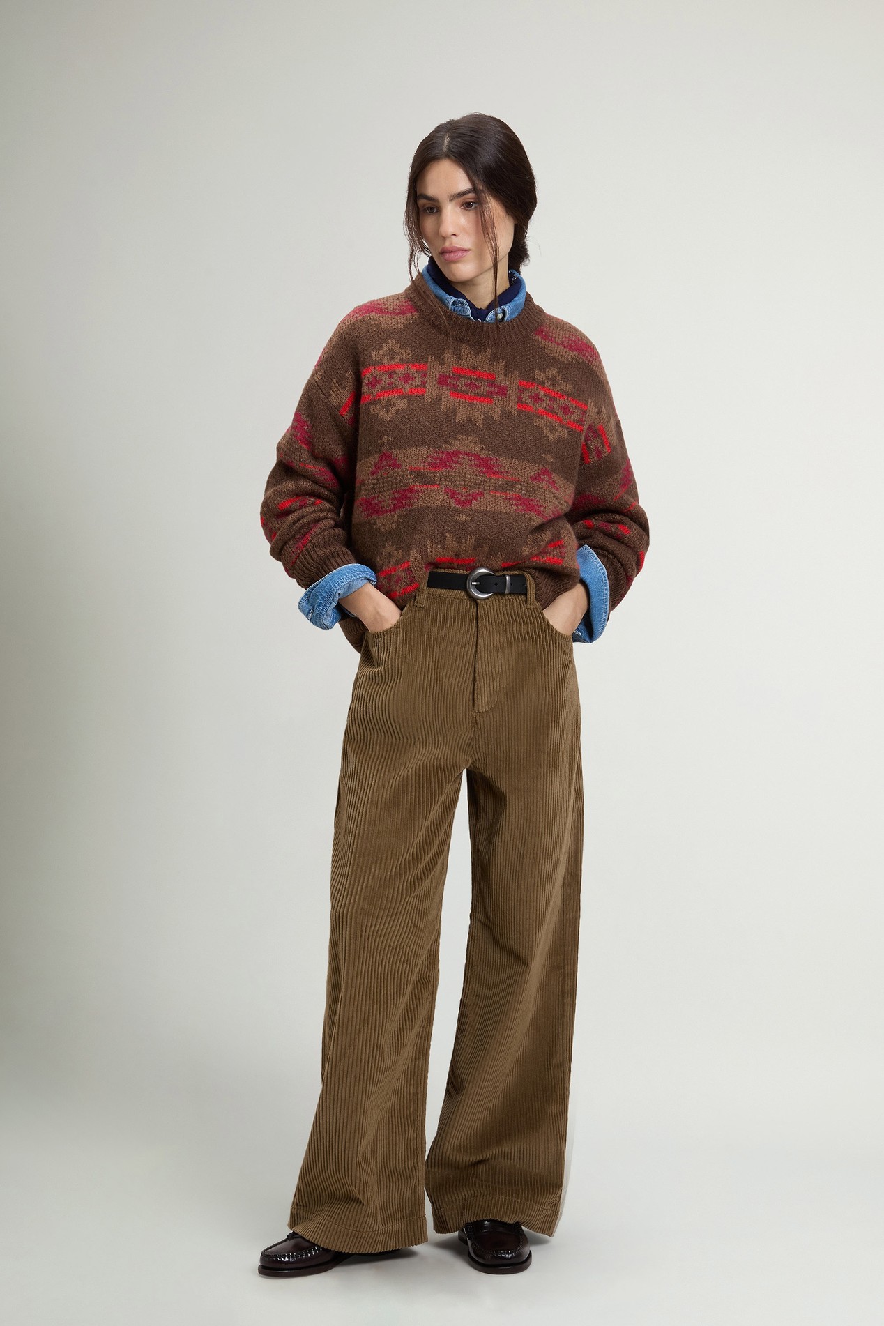 FAIRISLE CREWNECK Brown photo 2 | Woolrich