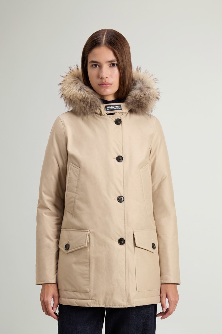 Arctic Parka in Ramar Cloth with Four Pockets and Detachable Fur Beige photo 1 | Woolrich