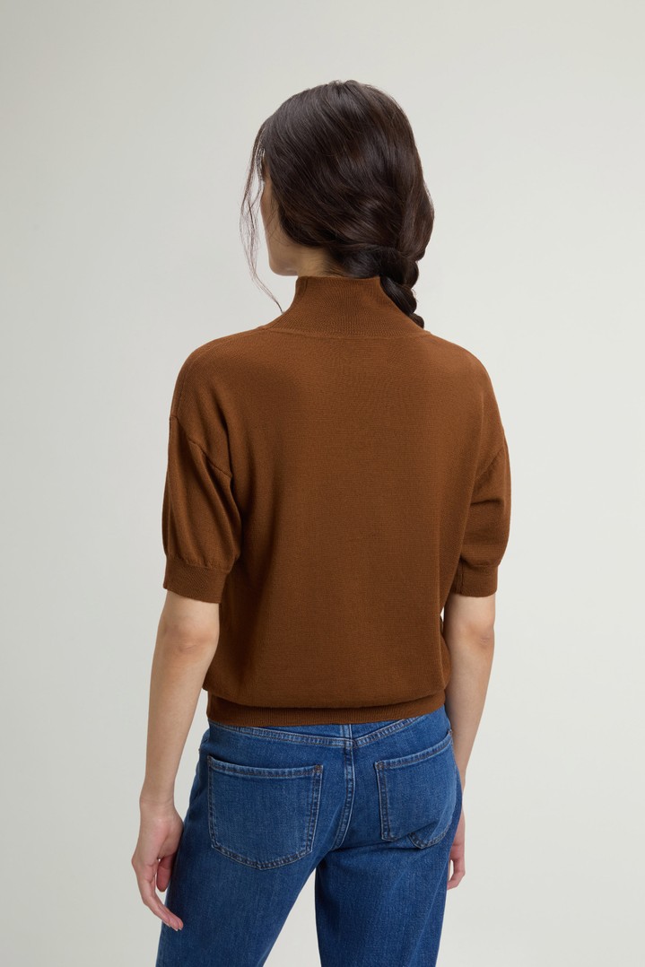 Knit Turtleneck T-Shirt in Pure Merino Virgin Wool Brown photo 3 | Woolrich