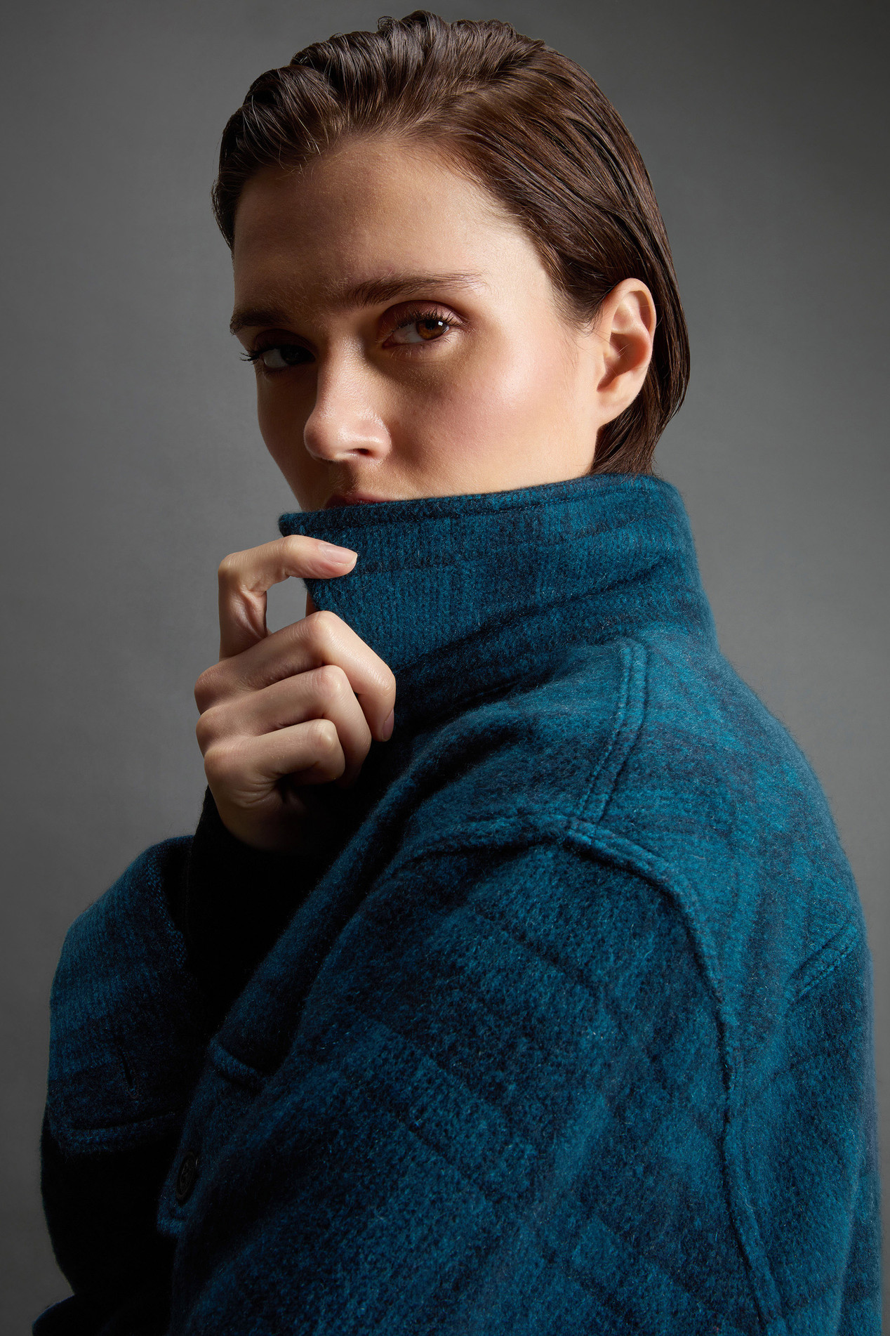 Geruit overhemdjack van zuiver kasjmier by Todd Snyder Blauw photo 7 | Woolrich