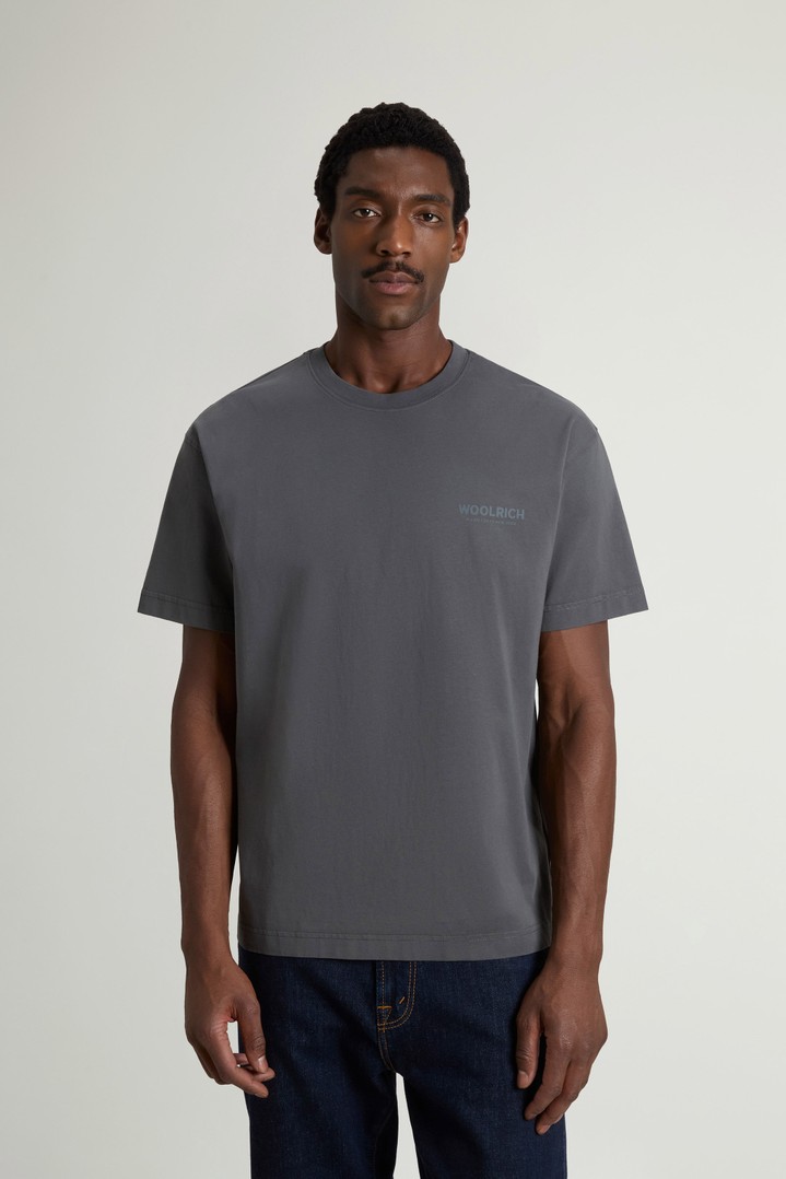 T-Shirt in Pure Cotton with Logo Gray photo 1 | Woolrich