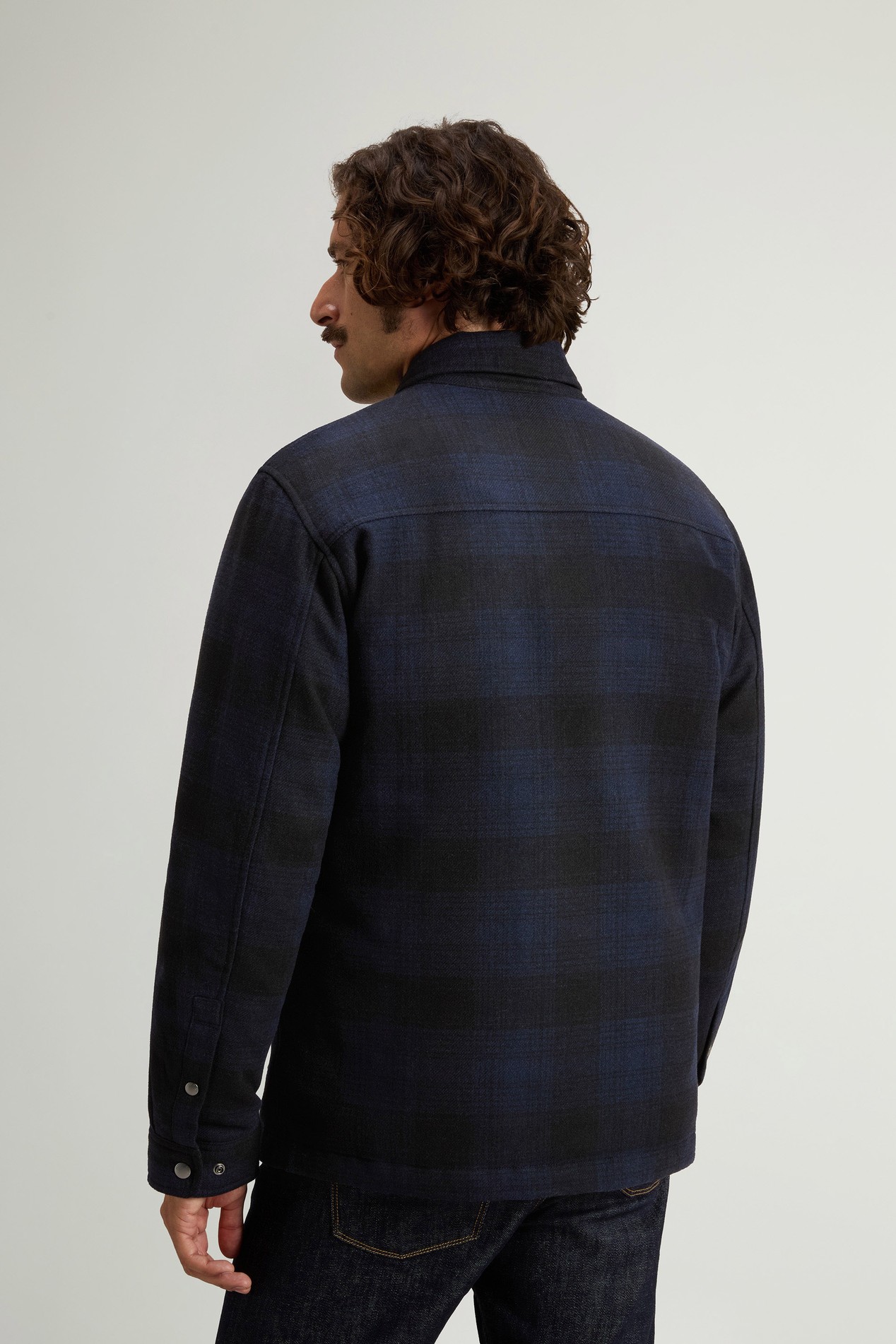 Padded Alaskan Check Overshirt in Recycled Italian Wool Blend Blue photo 3 | Woolrich