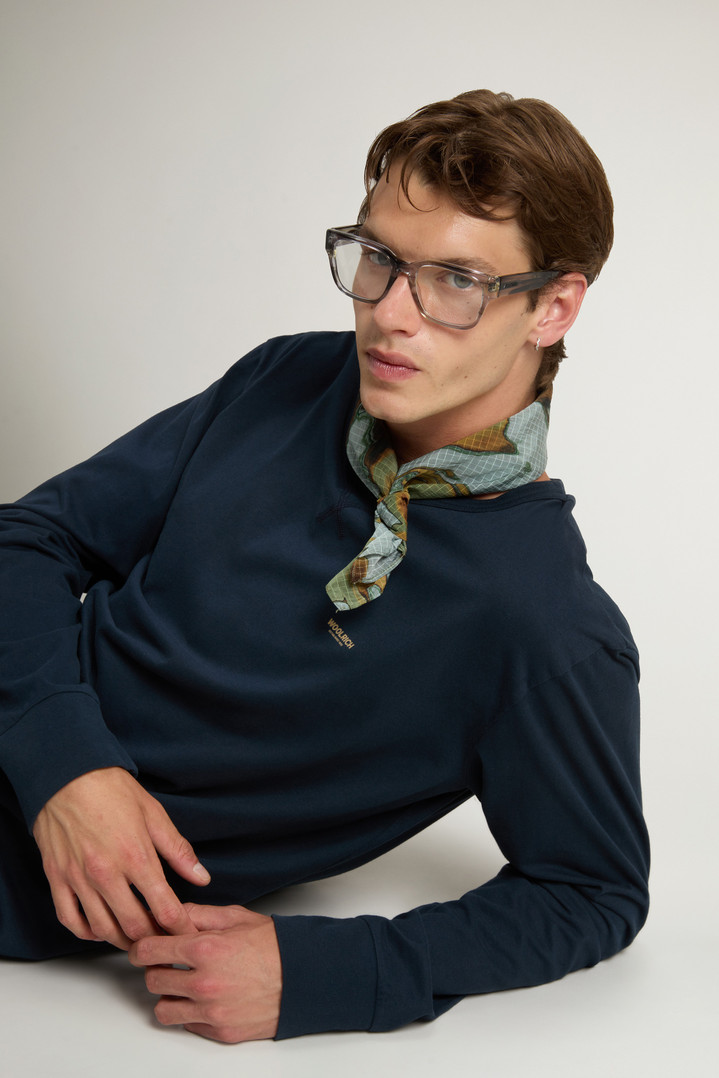 Long-Sleeve T-shirt in Pure Cotton Blue photo 4 | Woolrich