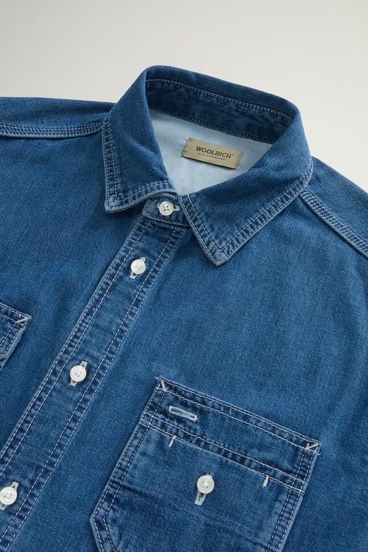 Shirt in Lightweight Pure Cotton Denim Blue photo 6 | Woolrich