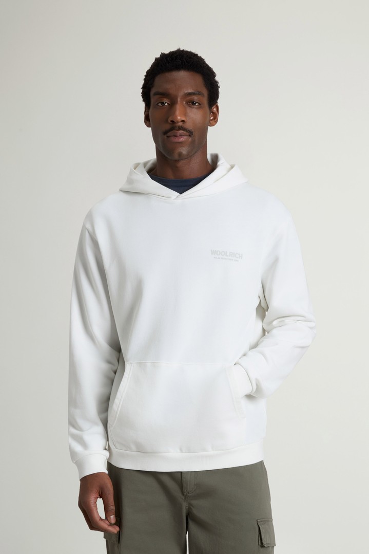 Hoodie in Pure Cotton with Macro Logo on the Back White photo 1 | Woolrich