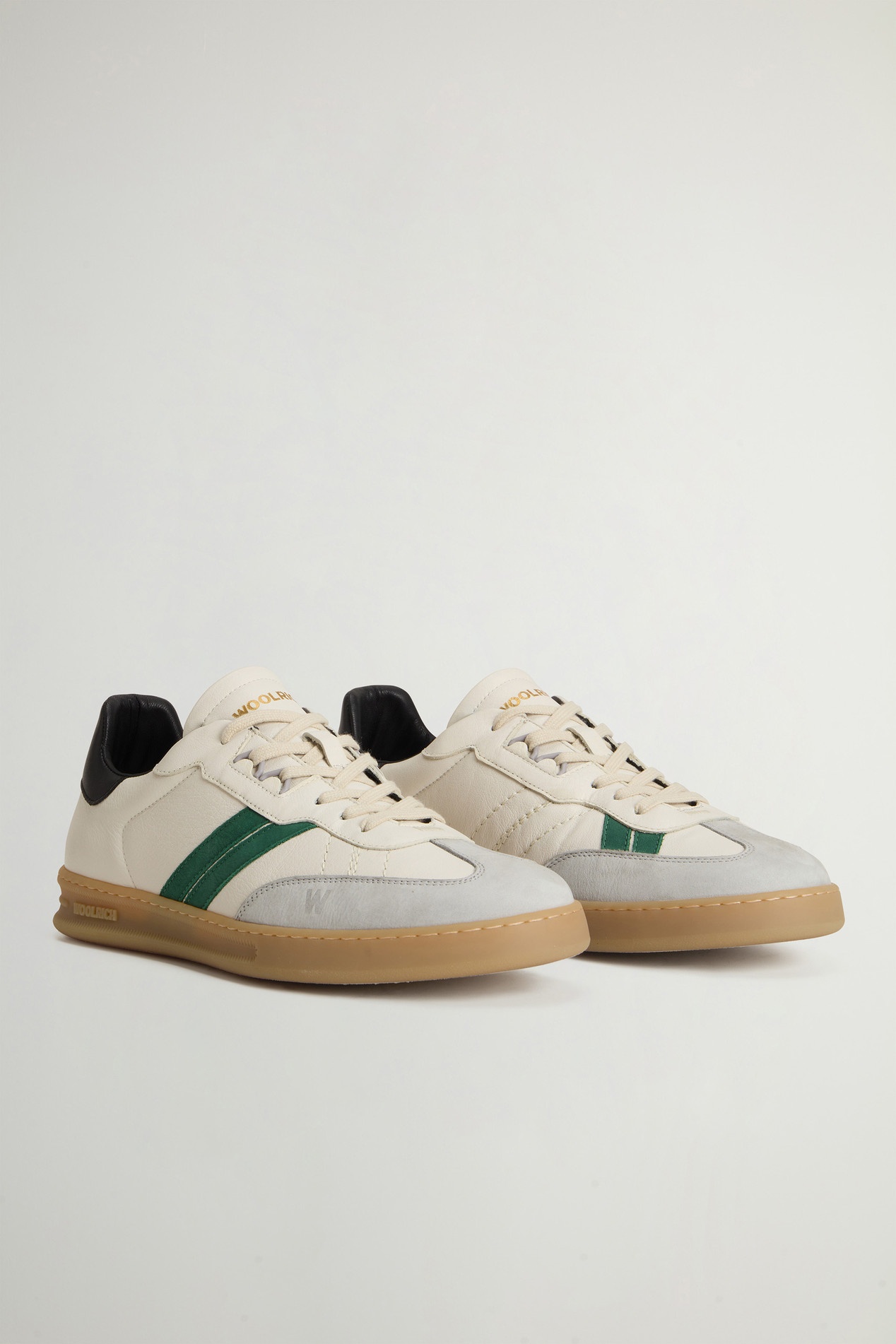 Doubleu Tennis Sneakers in Leather with Side Stripes White photo 2 | Woolrich