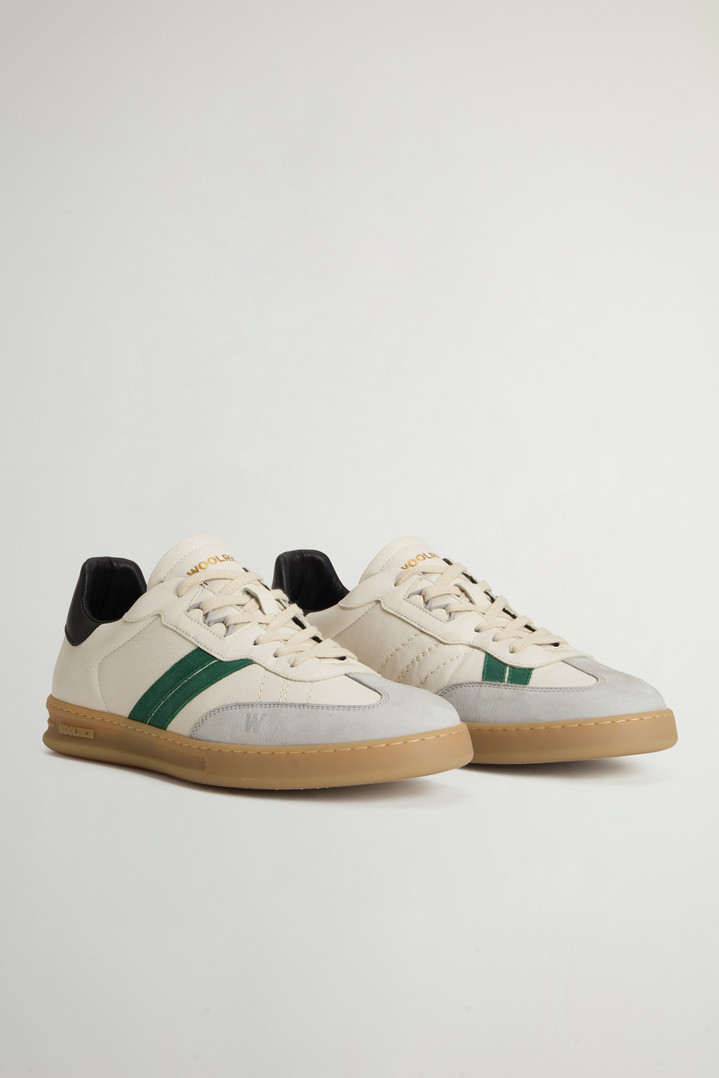 Doubleu Tennis Sneakers in Leather with Side Stripes White photo 2 | Woolrich