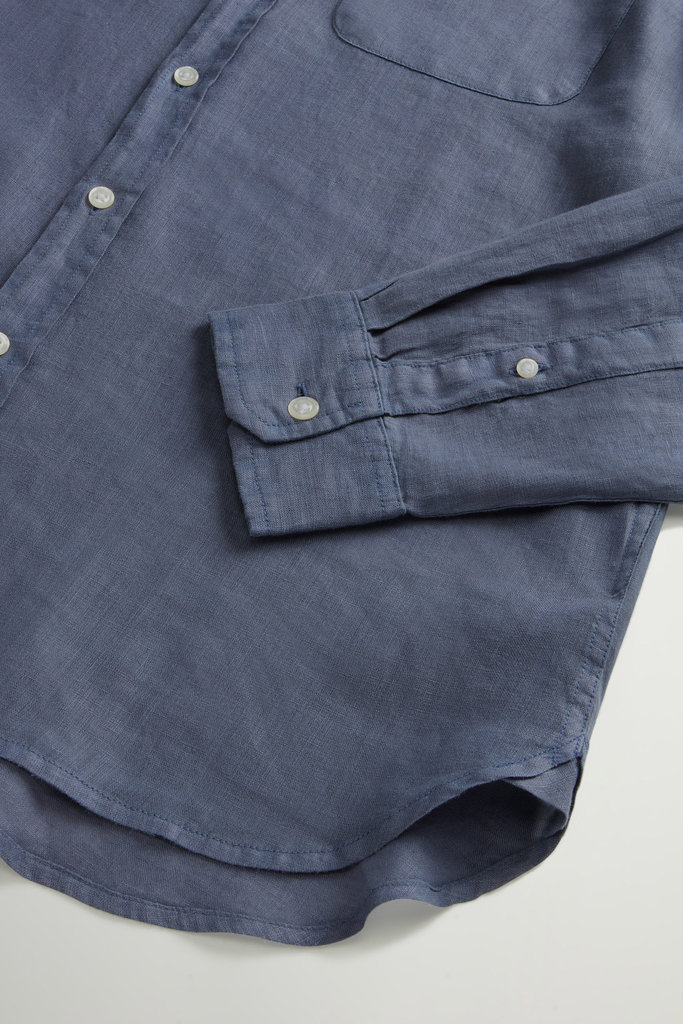 BAND COLLAR LINEN SHIRT Blue photo 7 | Woolrich