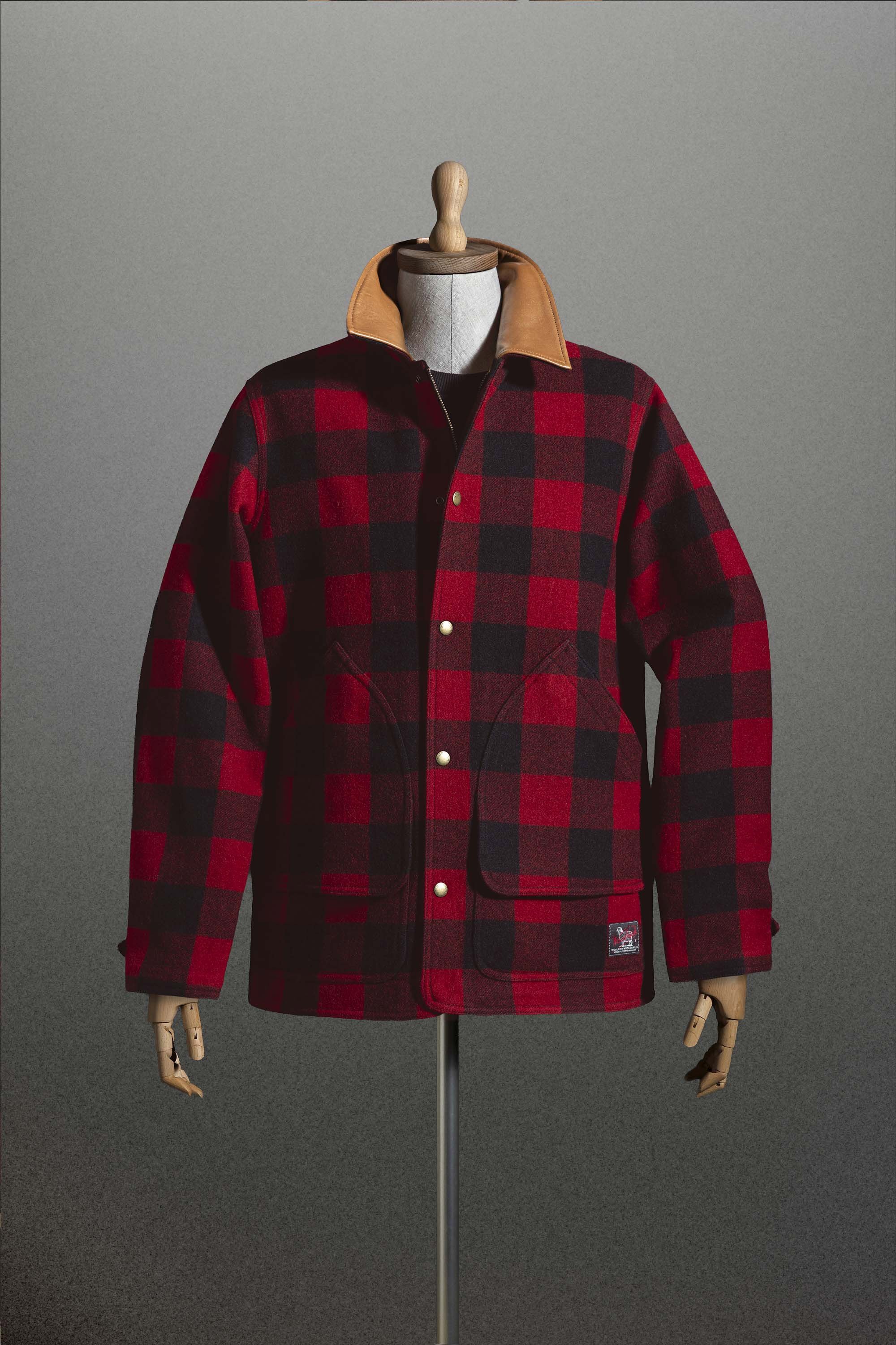 Barn-Mantel aus karierter italienischer Wollmischung Rot photo 1 | Woolrich