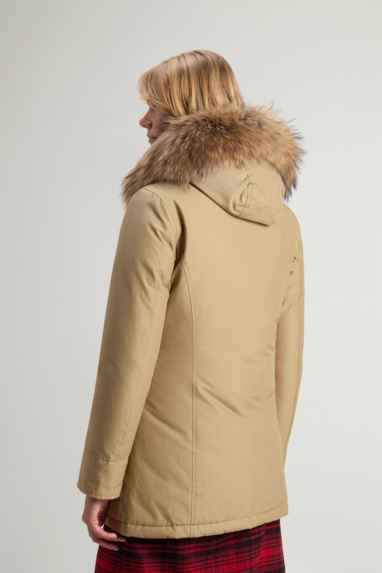 Arctic Parka in Ramar Cloth with Detachable Fur Trim Beige photo 3 | Woolrich