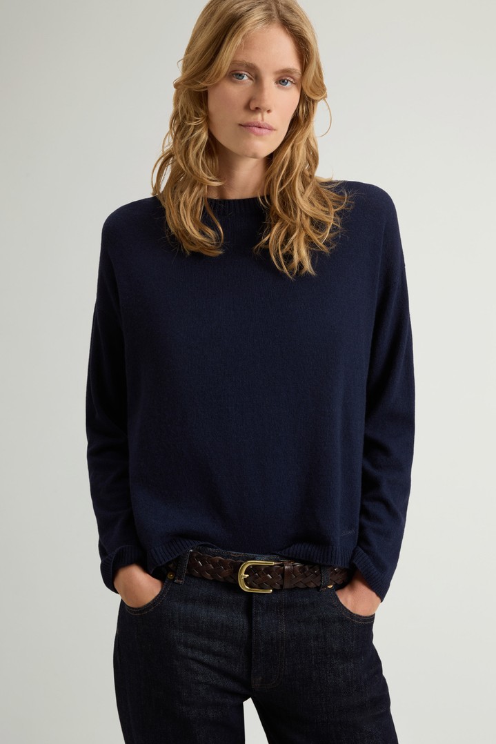 Crewneck Sweater in Wool and Cashmere Blend Blue photo 4 | Woolrich