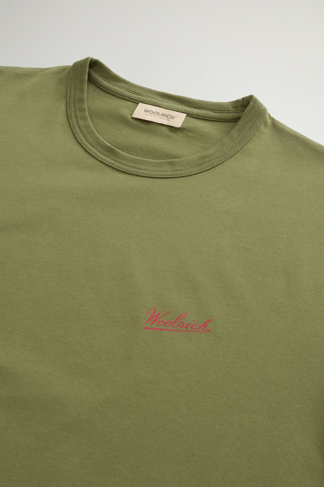 Pure Cotton T-Shirt with Logo Green photo 2 | Woolrich