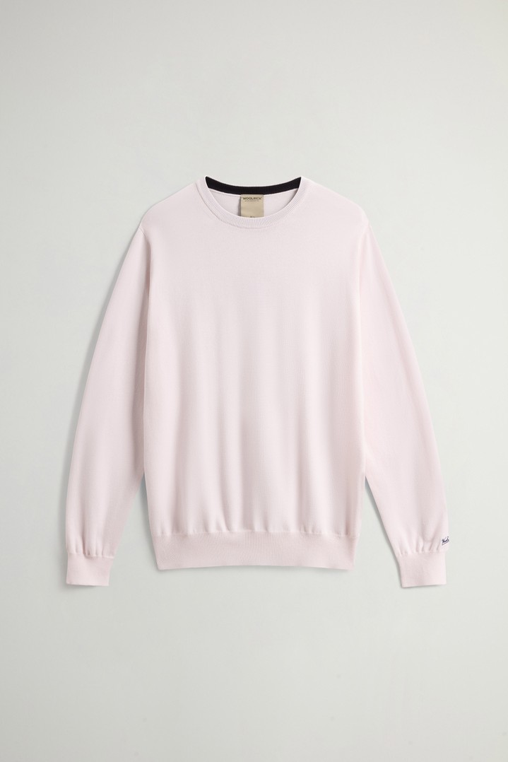 Crewneck Sweater in Pure Cotton with Embroidered Logo Pink photo 5 | Woolrich