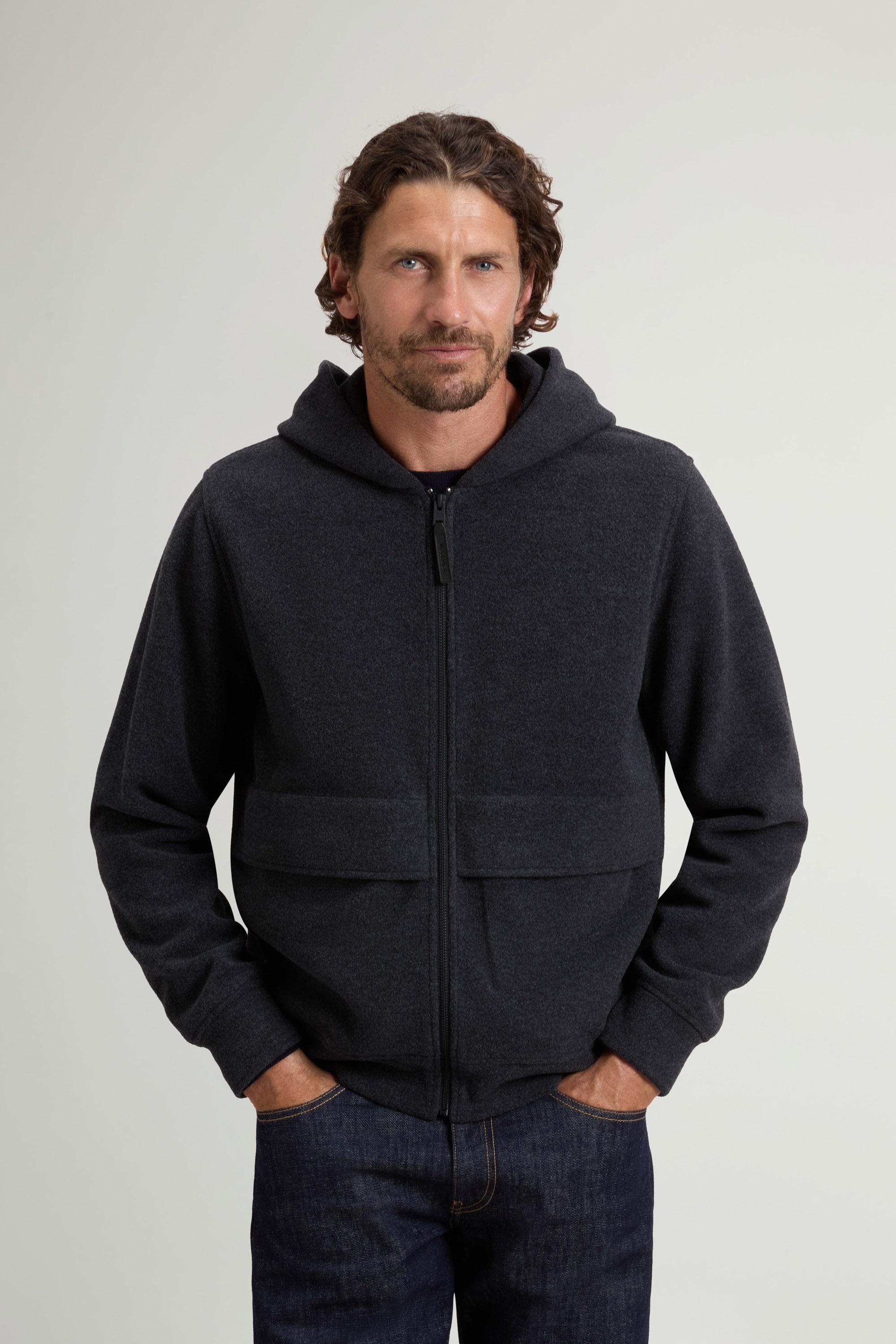 Wool and Cotton-Blend Full-Zip Hoodie Gray photo 1 | Woolrich